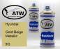 Preview: Hyundai, Gold Beige Metallic, 9G: 400ml Sprühdose + 400ml Klarlack - Set, von ATW Autoteile West.